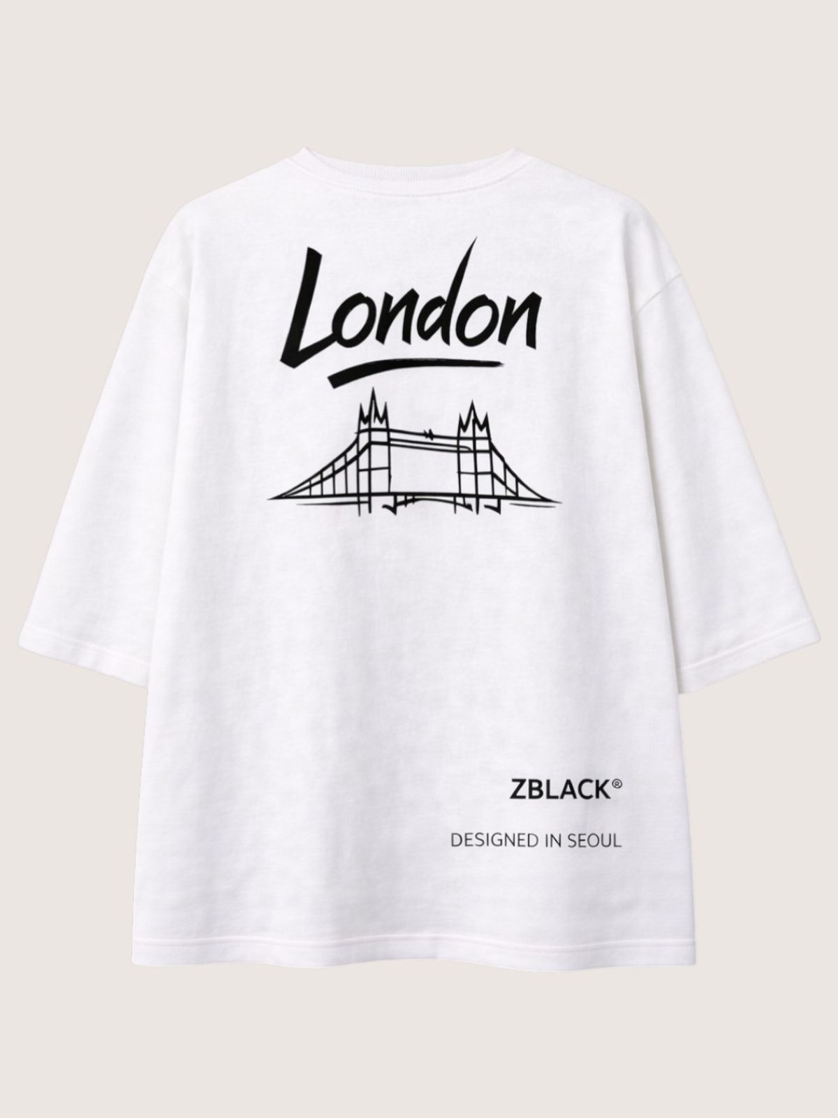 지블랙(ZBLACK) 패션위크 시티 런던 7부 티셔츠(WHITE)
