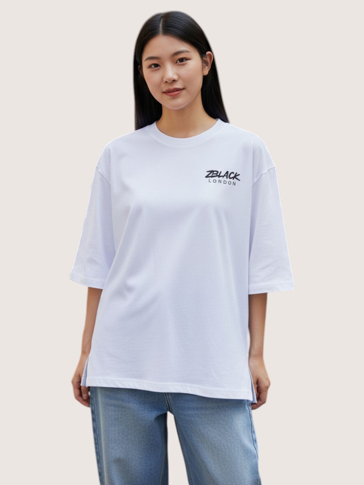 지블랙(ZBLACK) 패션위크 시티 런던 7부 티셔츠(WHITE)