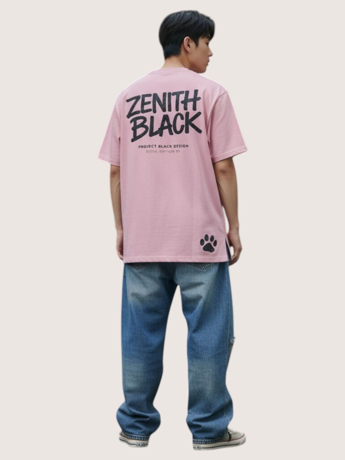 지블랙(ZBLACK) 제니스 블랙 오리지널 빅로고 오버핏 반팔(PINK)