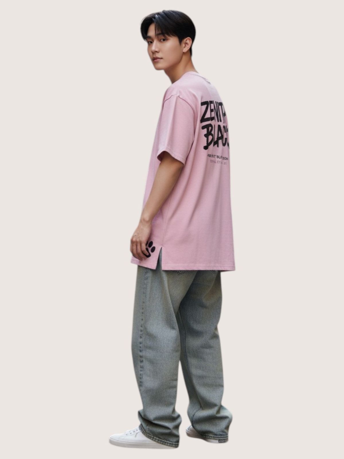 지블랙(ZBLACK) 제니스 블랙 오리지널 빅로고 오버핏 반팔(PINK)