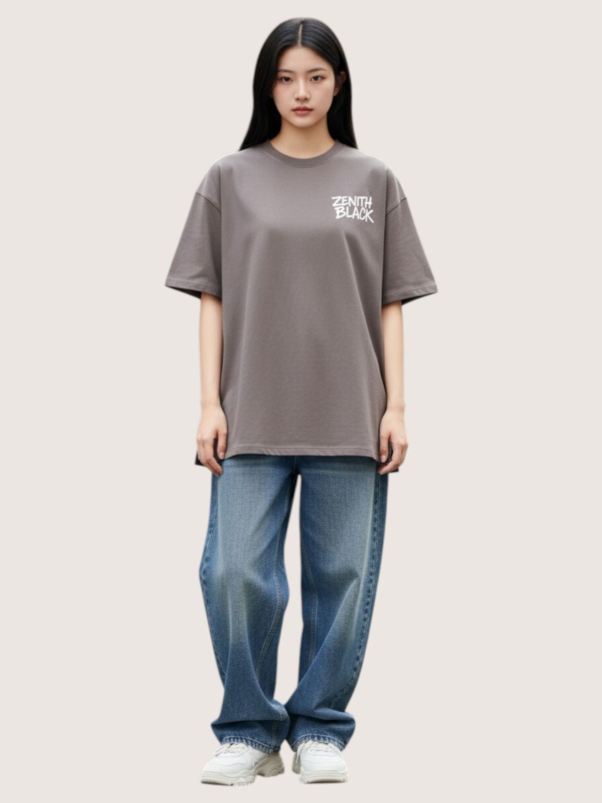 지블랙(ZBLACK) 제니스 블랙 오리지널 빅로고 오버핏 반팔(BEIGE)