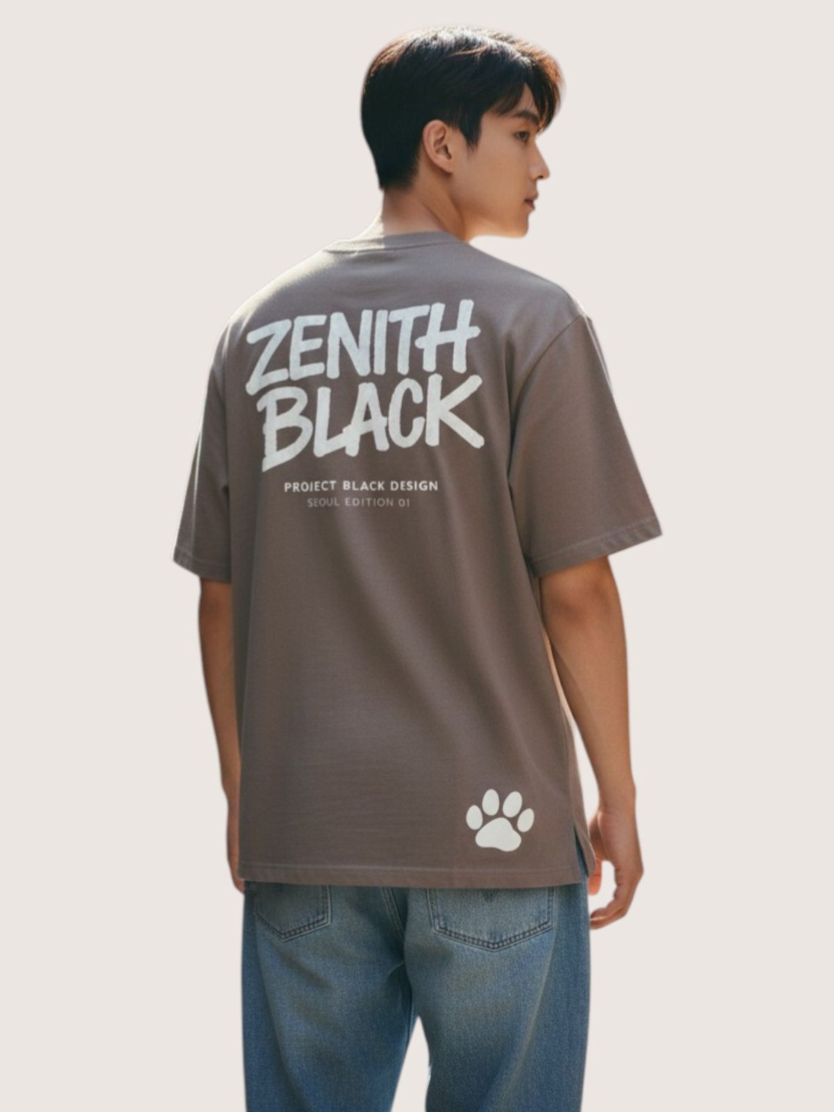 지블랙(ZBLACK) 제니스 블랙 오리지널 빅로고 오버핏 반팔(BEIGE)