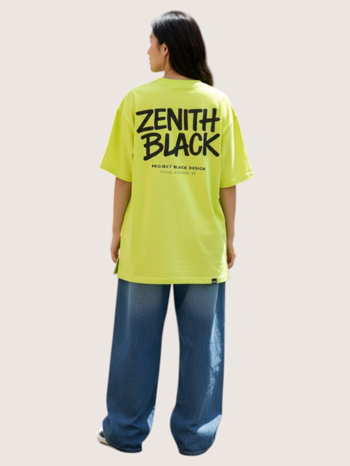 지블랙(ZBLACK) 제니스 블랙 오리지널 빅로고 오버핏 반팔(NEON YELLOW)