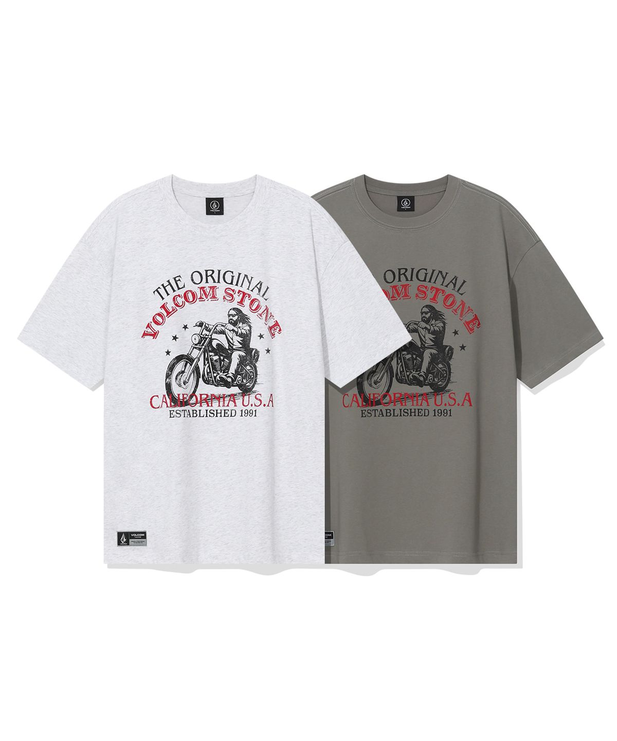 볼컴(VOLCOM) 로드 라이더 오버핏 반팔티(아이스 그레이)