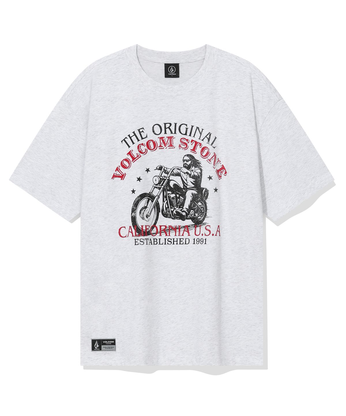볼컴(VOLCOM) 로드 라이더 오버핏 반팔티(아이스 그레이)