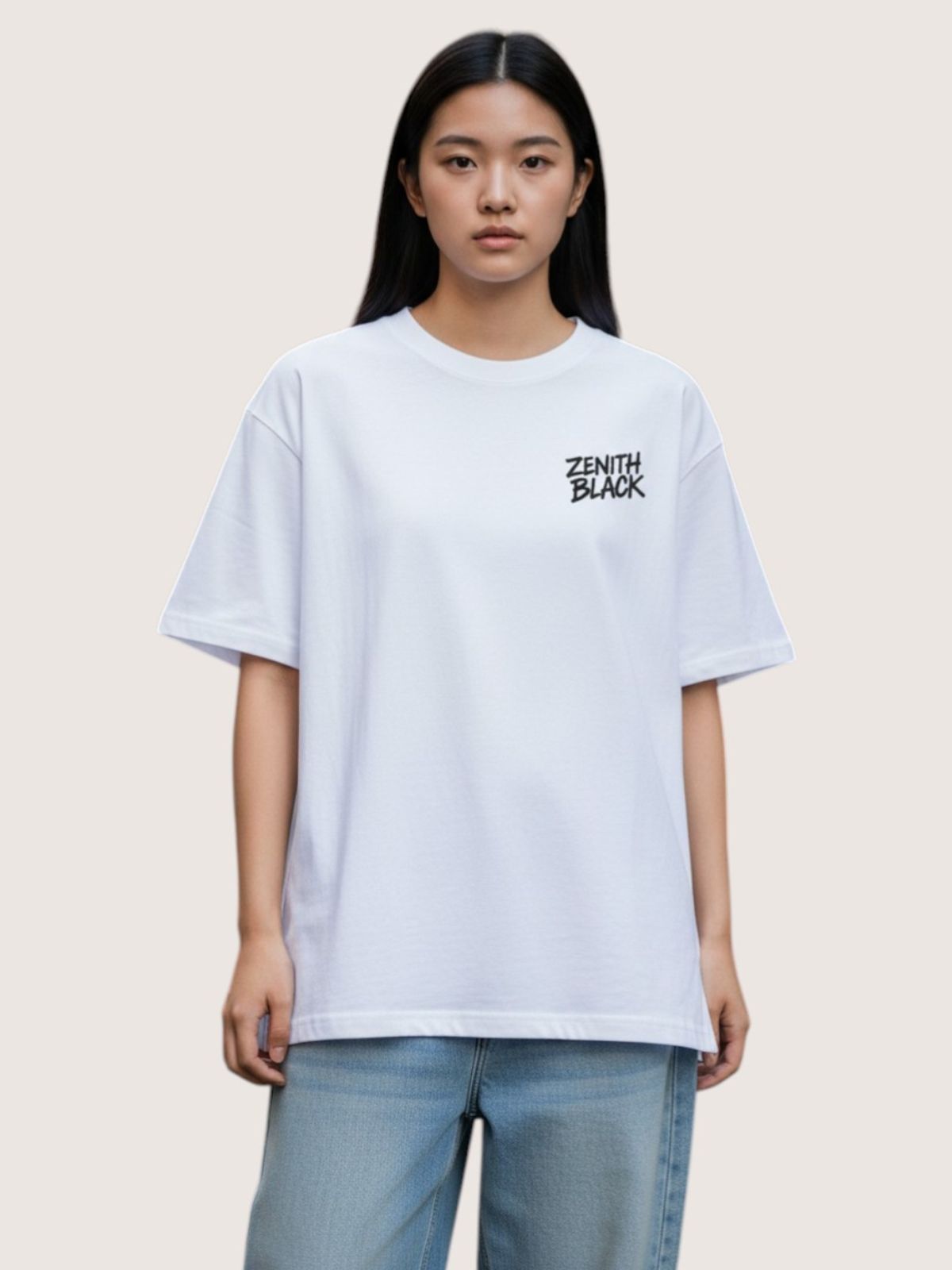 지블랙(ZBLACK) 제니스 블랙 오리지널 빅로고 오버핏 반팔(WHITE)