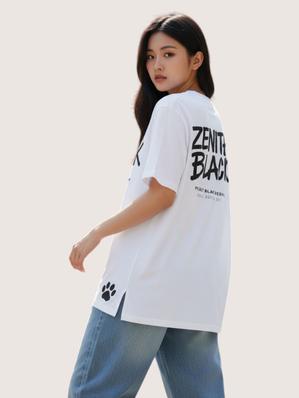 지블랙(ZBLACK) 제니스 블랙 오리지널 빅로고 오버핏 반팔(WHITE)