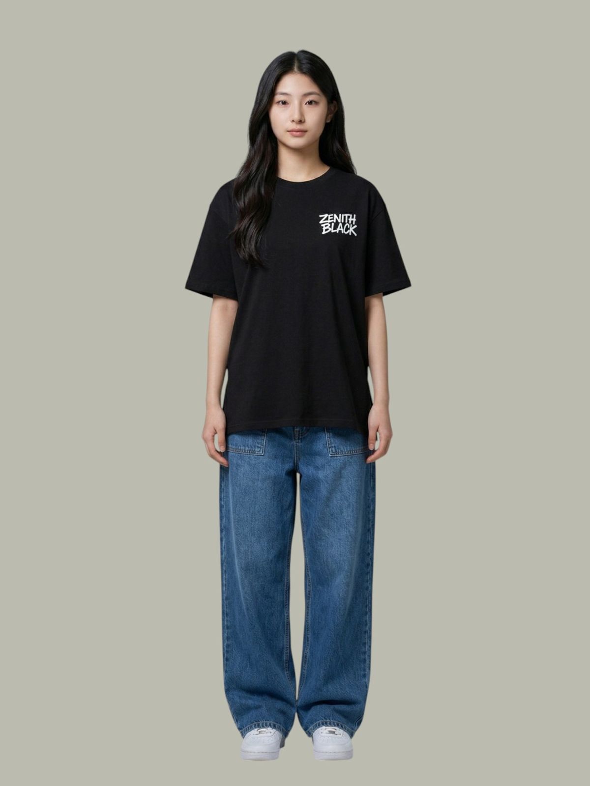 지블랙(ZBLACK) 제니스 블랙 오리지널 빅로고 오버핏 반팔(WHITE)