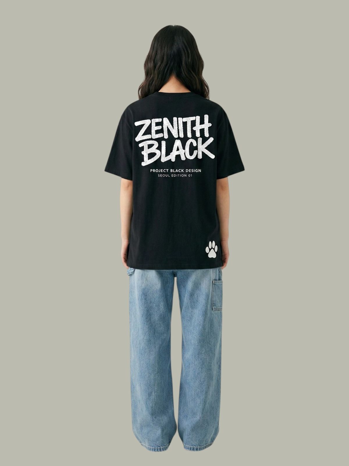 지블랙(ZBLACK) 제니스 블랙 오리지널 빅로고 오버핏 반팔(WHITE)