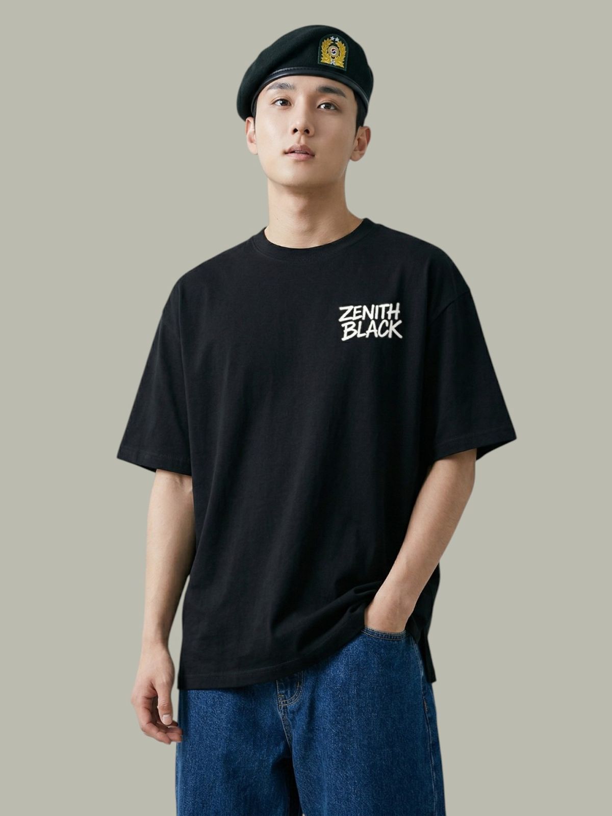 지블랙(ZBLACK) 제니스 블랙 오리지널 빅로고 오버핏 반팔(BLACK)