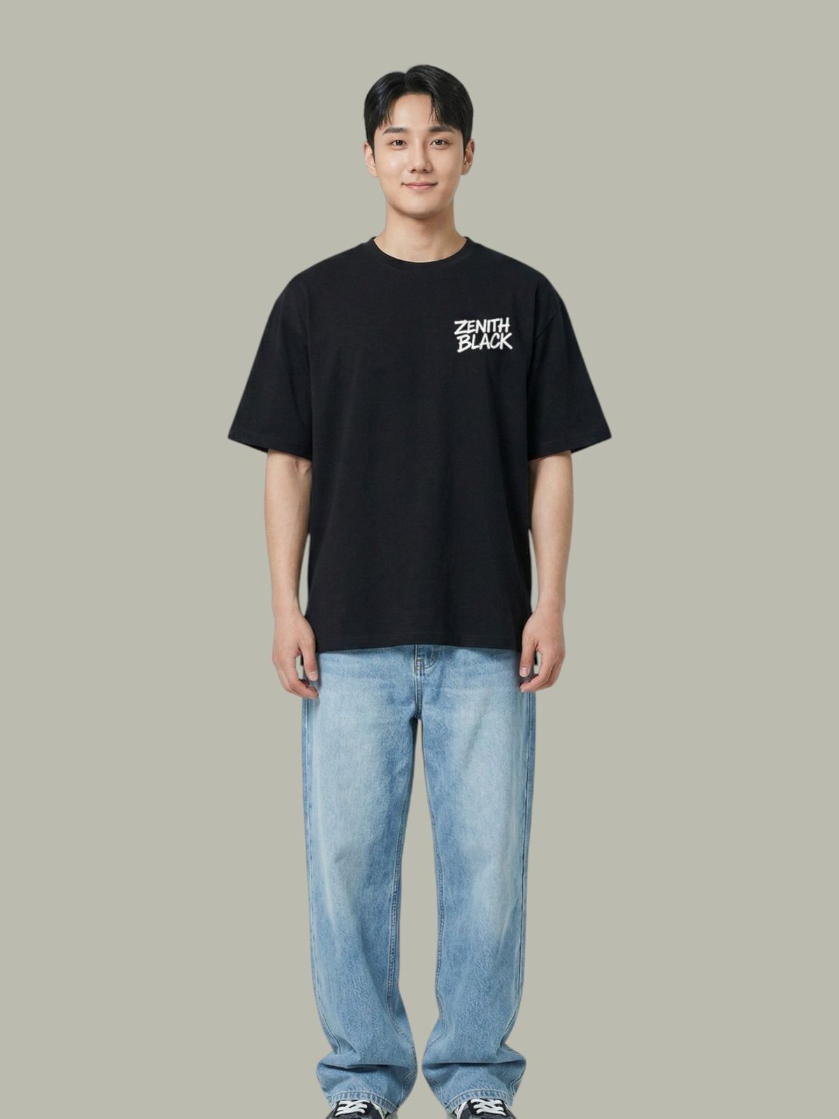 지블랙(ZBLACK) 제니스 블랙 오리지널 빅로고 오버핏 반팔(BLACK)