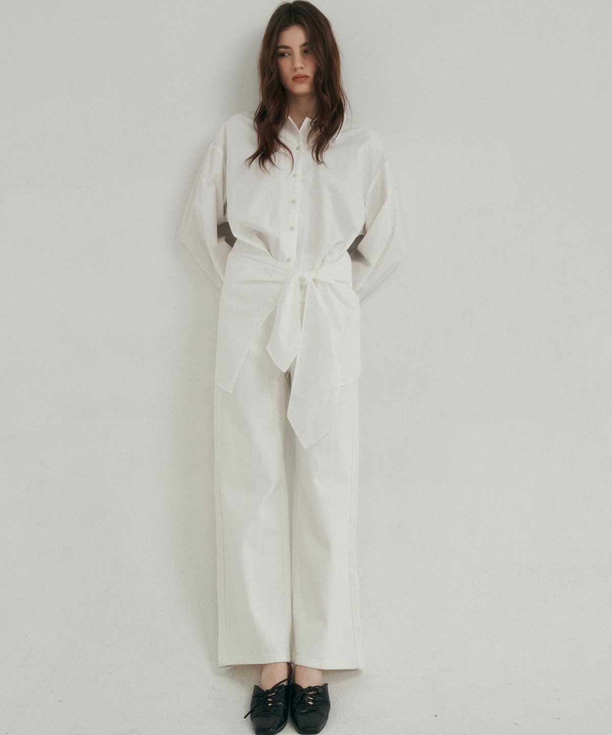 로시로우(LOSSYROW) Calm line semi wide denim white