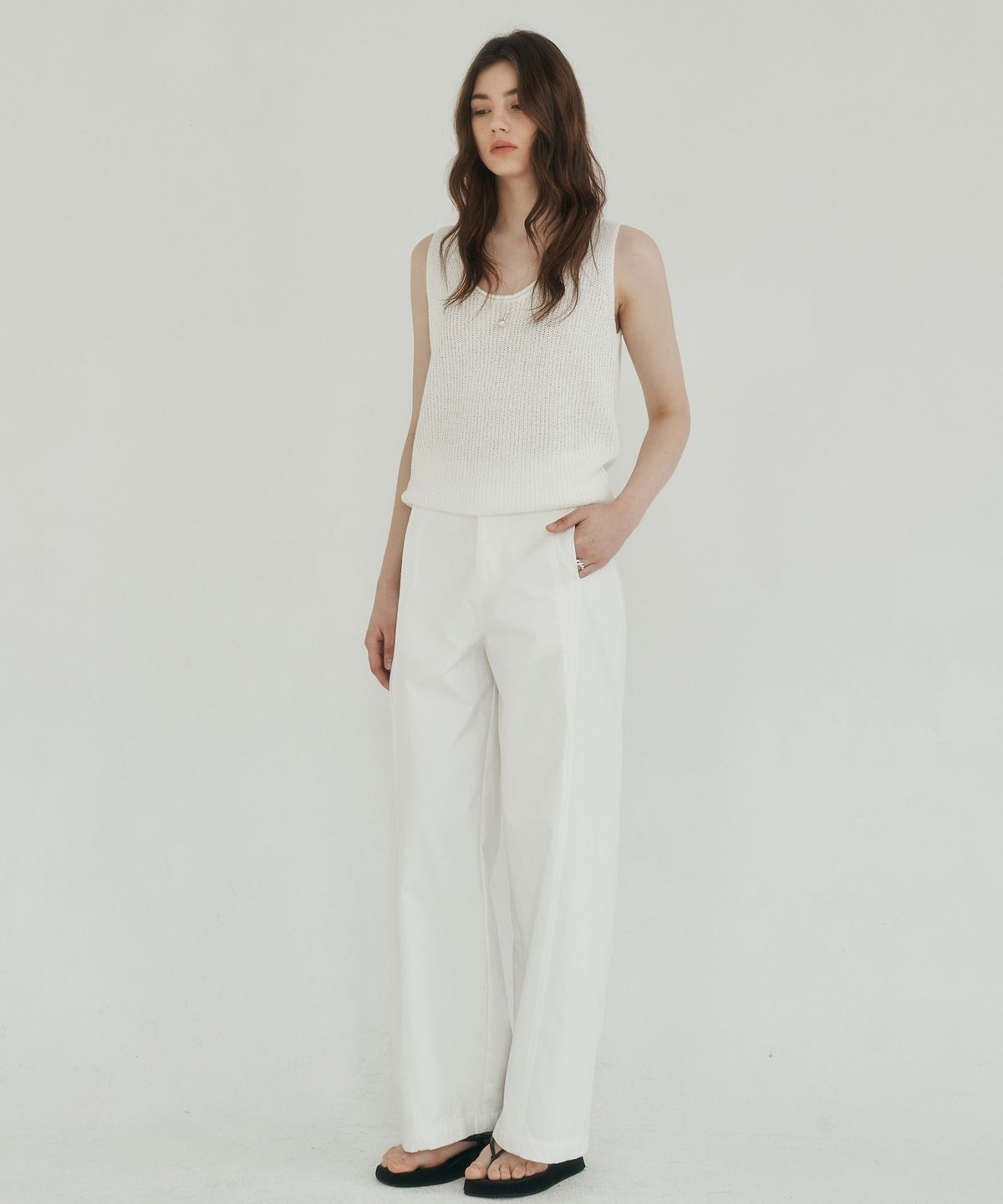 로시로우(LOSSYROW) Urban Wide Chino Pants white