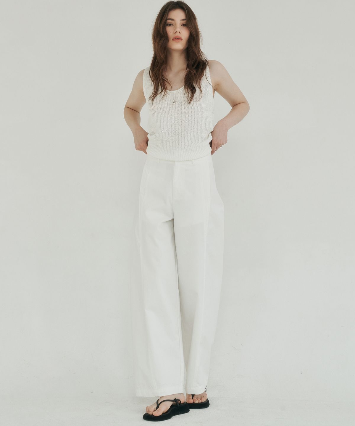로시로우(LOSSYROW) Urban Wide Chino Pants white