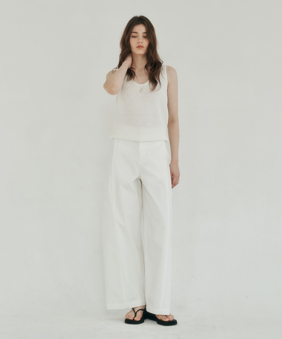 로시로우(LOSSYROW) Urban Wide Chino Pants white
