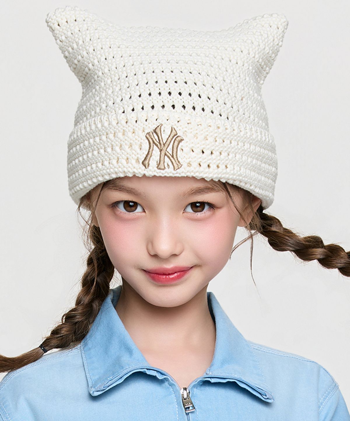엠엘비 키즈(MLB KIDS) 미야옹 크로셰 비니 NY (Cream)