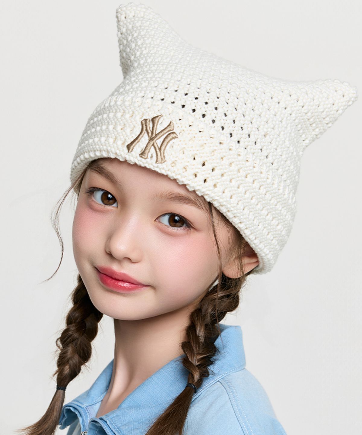 엠엘비 키즈(MLB KIDS) 미야옹 크로셰 비니 NY (Cream)