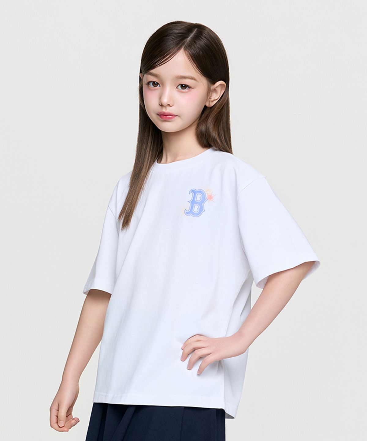 엠엘비 키즈(MLB KIDS) 스포티브 썸머 구름 아트웍 티셔츠 BOS (White)