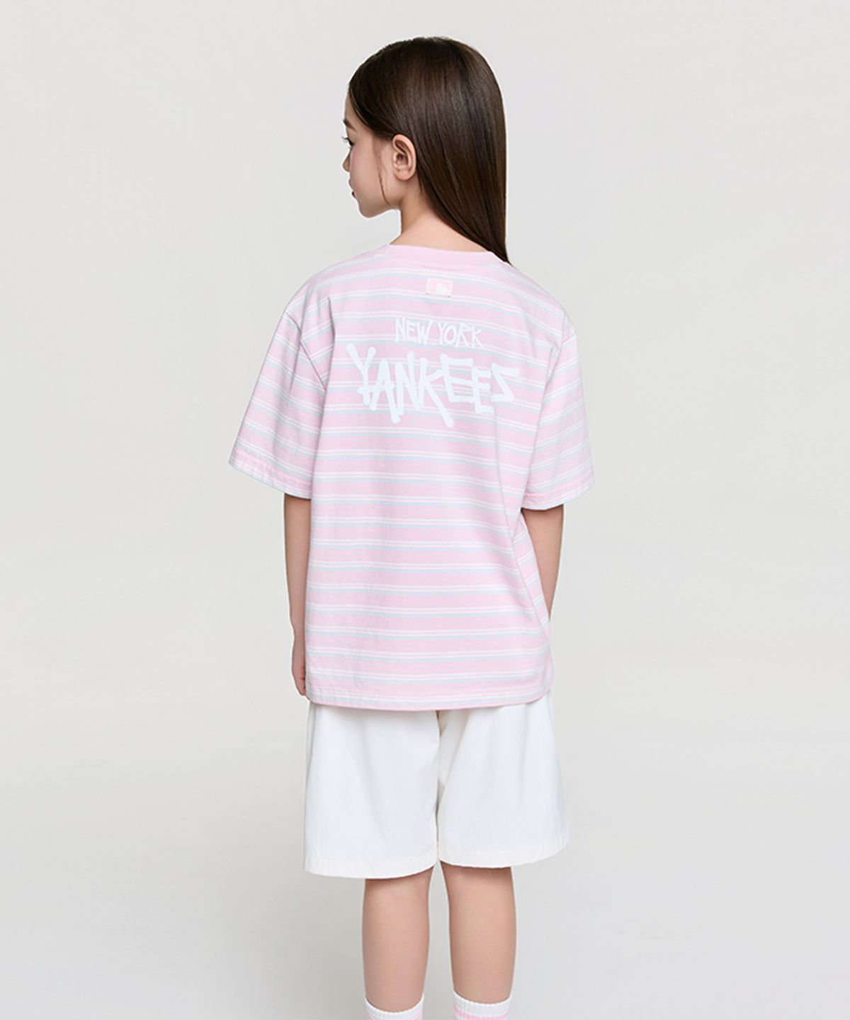 엠엘비 키즈(MLB KIDS) 스트릿 베이직 스트라이프 아트웍 티셔츠세트 NY (L.Pink)