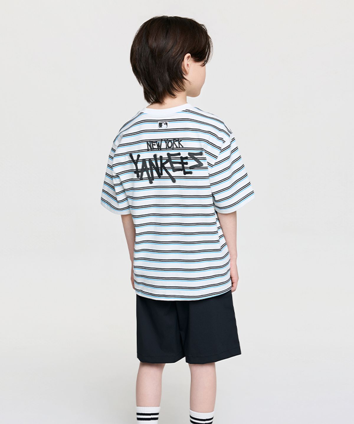 엠엘비 키즈(MLB KIDS) 스트릿 베이직 스트라이프 아트웍 티셔츠세트 NY (Ivory)