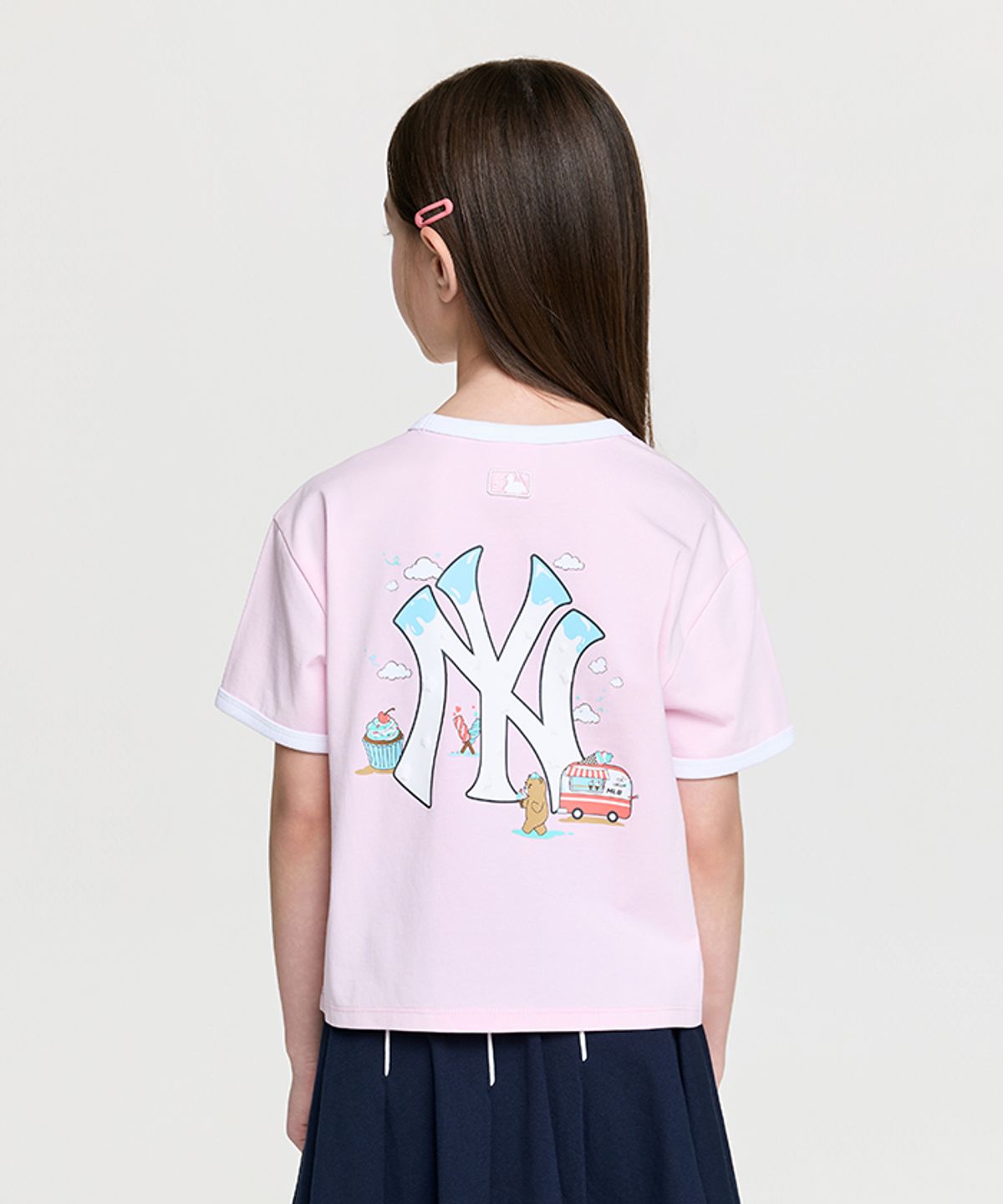 엠엘비 키즈(MLB KIDS) 걸즈 스포티브 라이크 아트웍 티셔츠 NY (L.Pink)