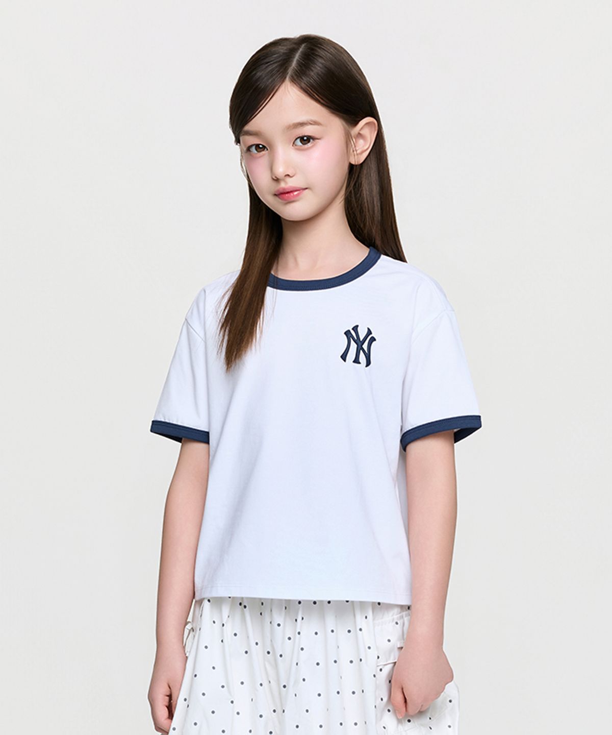 엠엘비 키즈(MLB KIDS) 걸즈 스포티브 라이크 아트웍 티셔츠 NY (White)