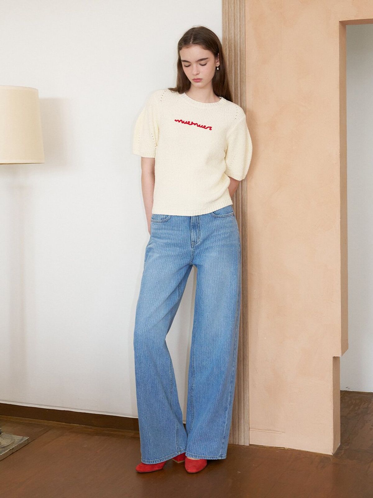 뮈뮈에르(MUEMUER) Semi Wide Stripe Denim Pants MU2611DN104M