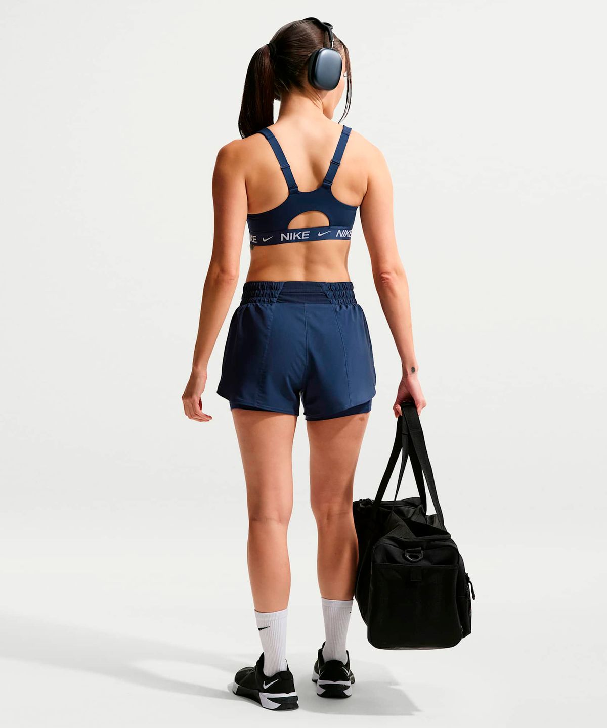 나이키(NIKE) 드라이 핏 원 미드라이즈 3인치 투인원 쇼츠 W - 미드나이트 네이비:화이트 / DX6013-411