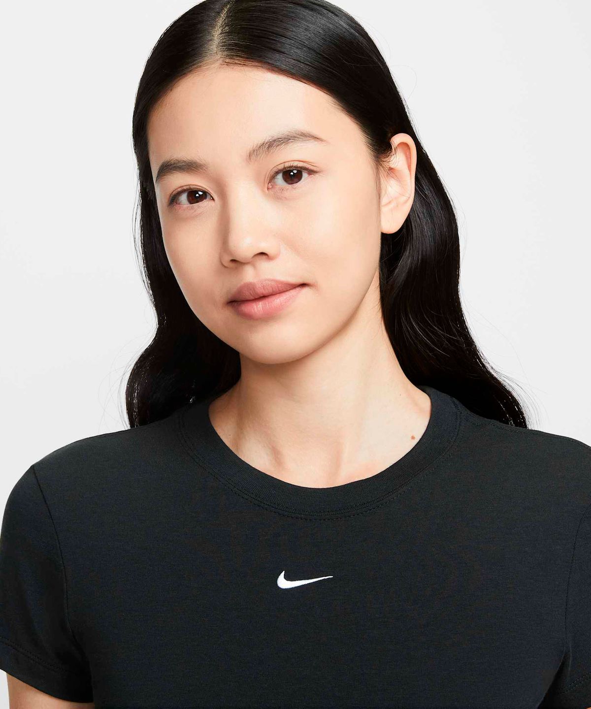 나이키(NIKE) 스포츠웨어 칠 니트 크롭 티셔츠 W - 블랙:화이트 / HF9539-013
