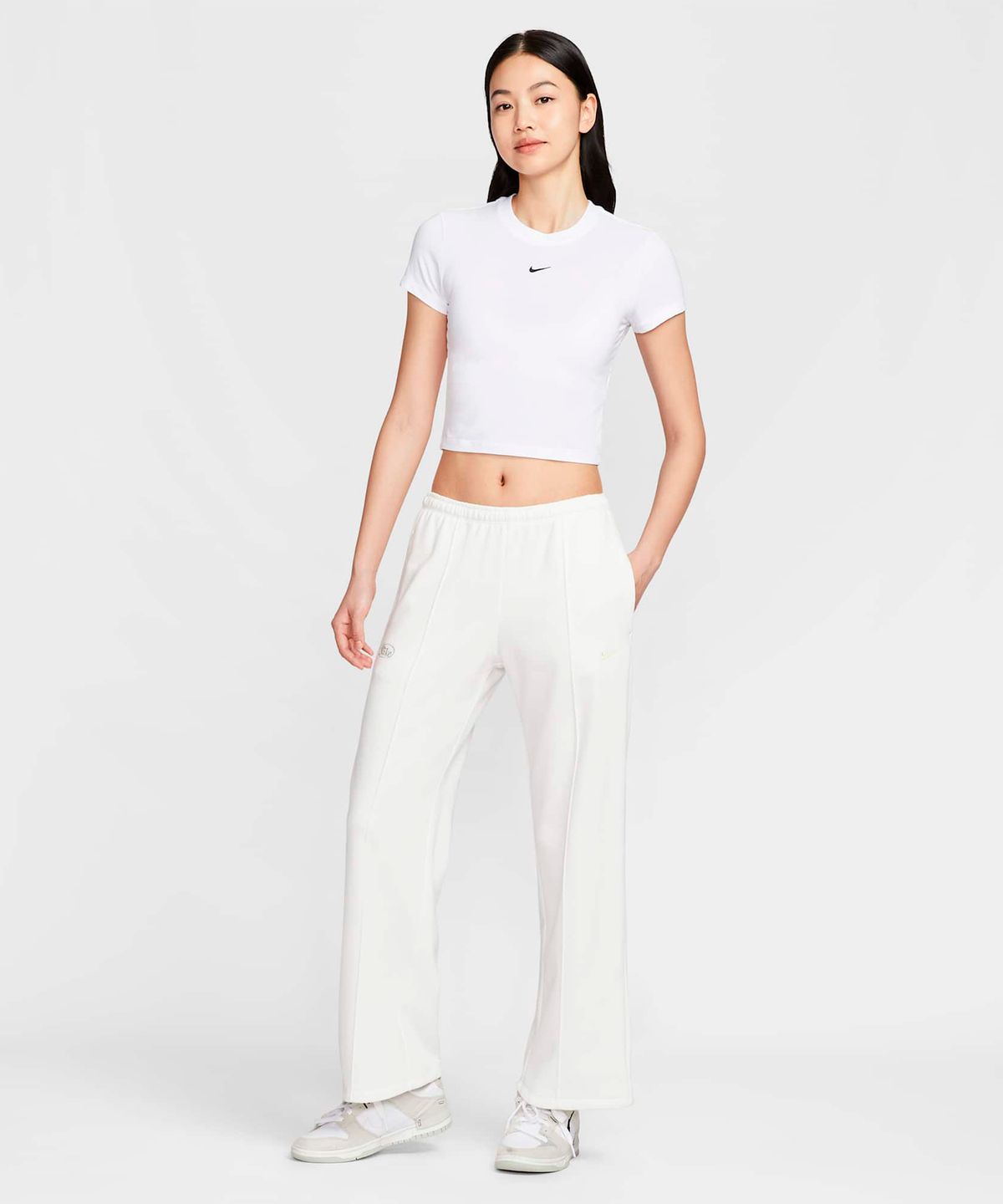 나이키(NIKE) 스포츠웨어 칠 니트 크롭 티셔츠 W - 화이트:블랙 / HF9539-101