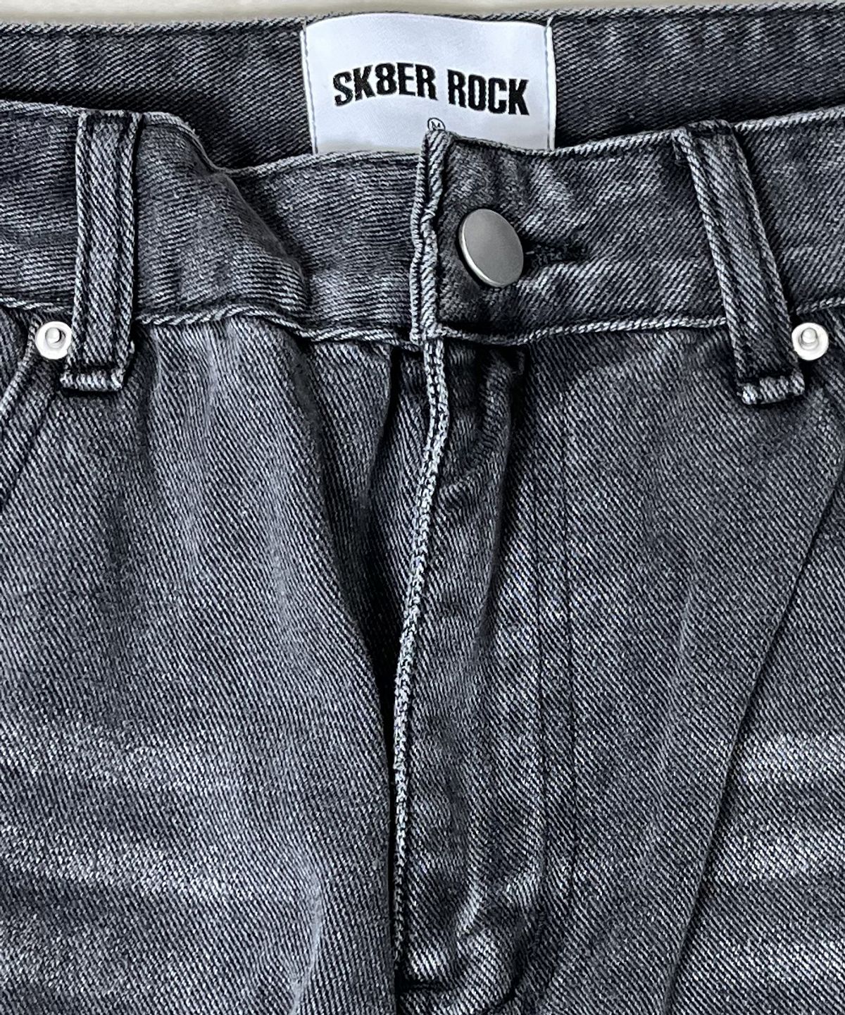 스케이터락(SK8ER ROCK) Patchwork Denim Wide Pants ((charcoal))