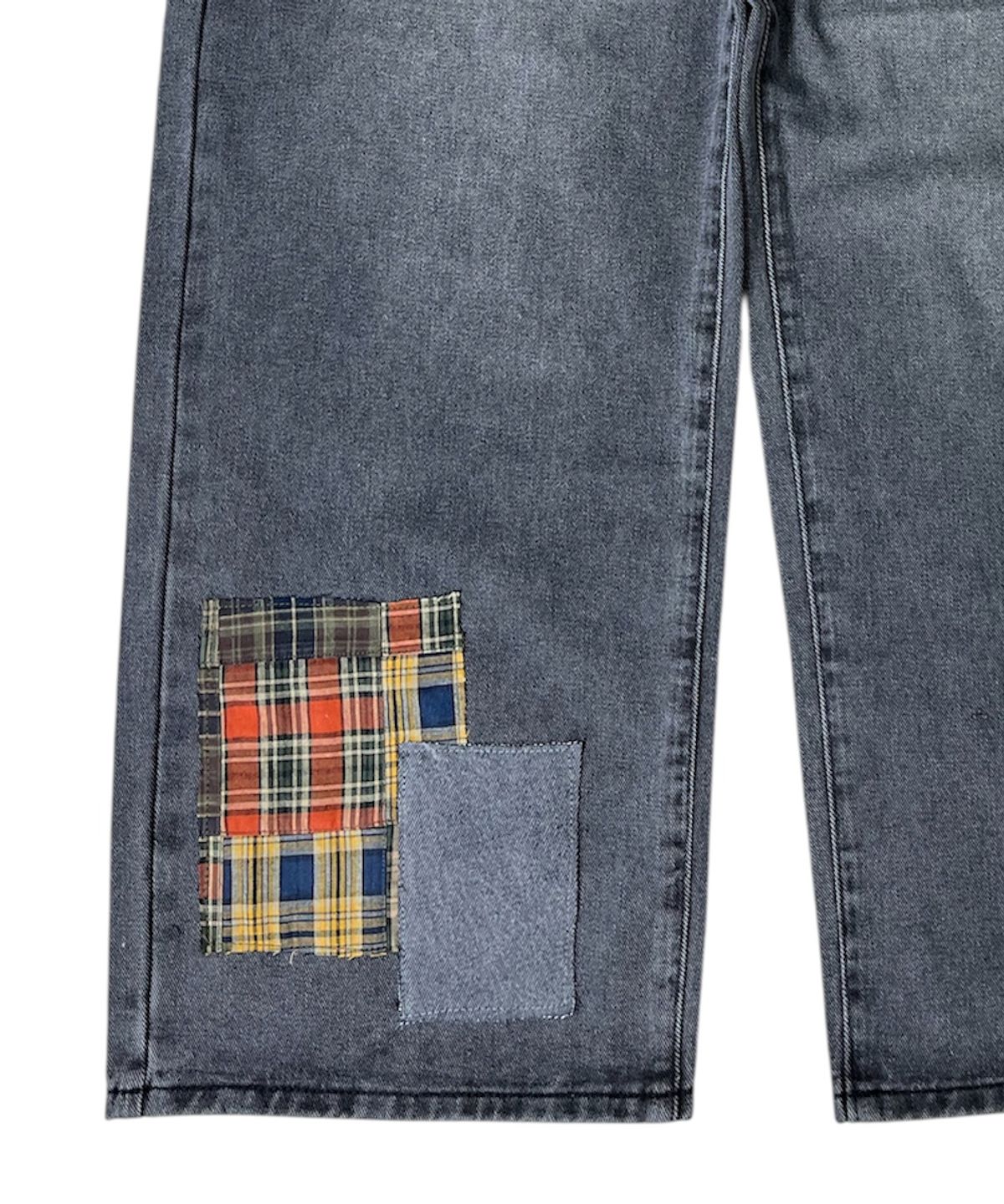 스케이터락(SK8ER ROCK) Patchwork Denim Wide Pants ((charcoal))