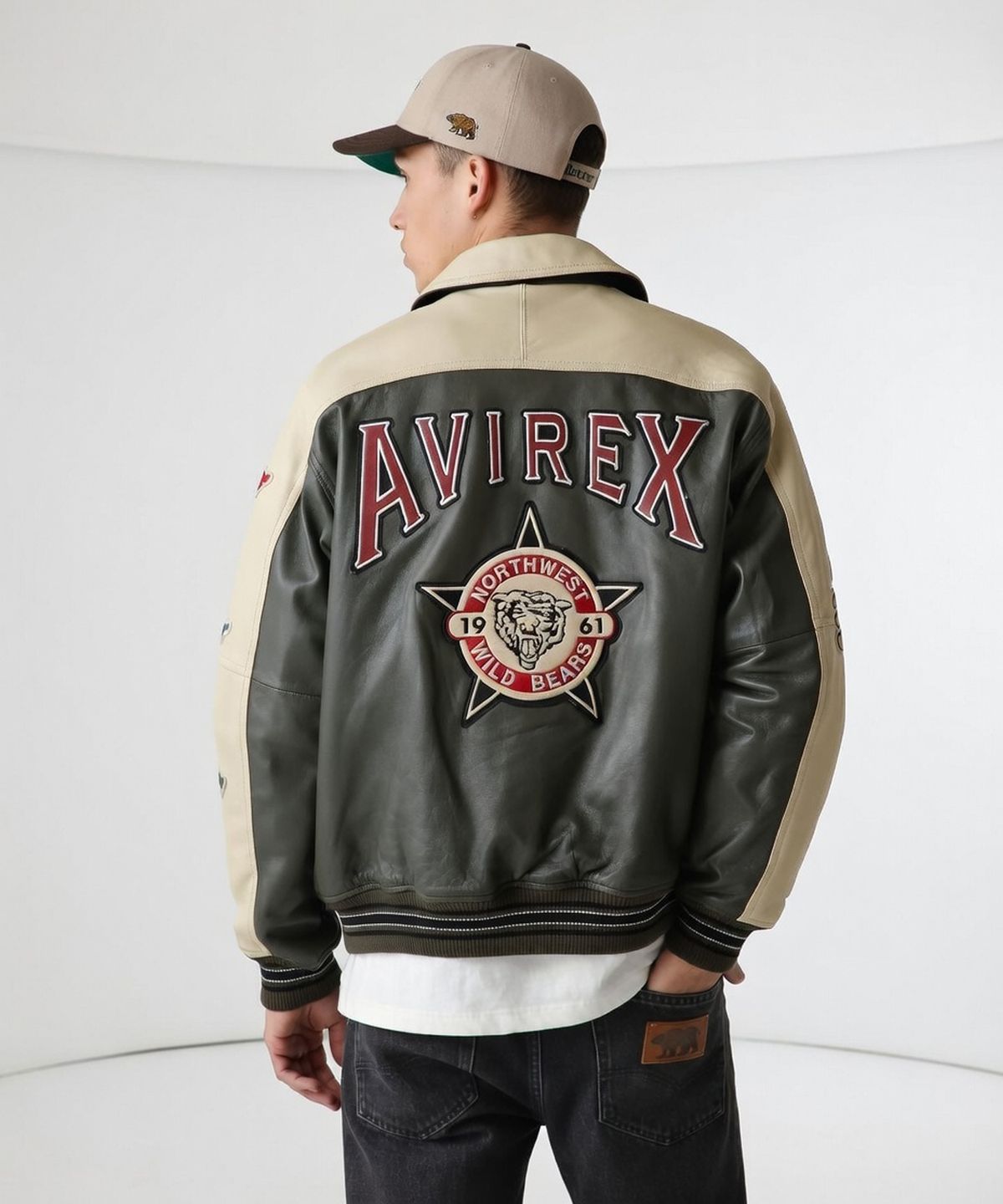아비렉스(AVIREX) 레더 스타디움 자켓 / 7833950013 그린