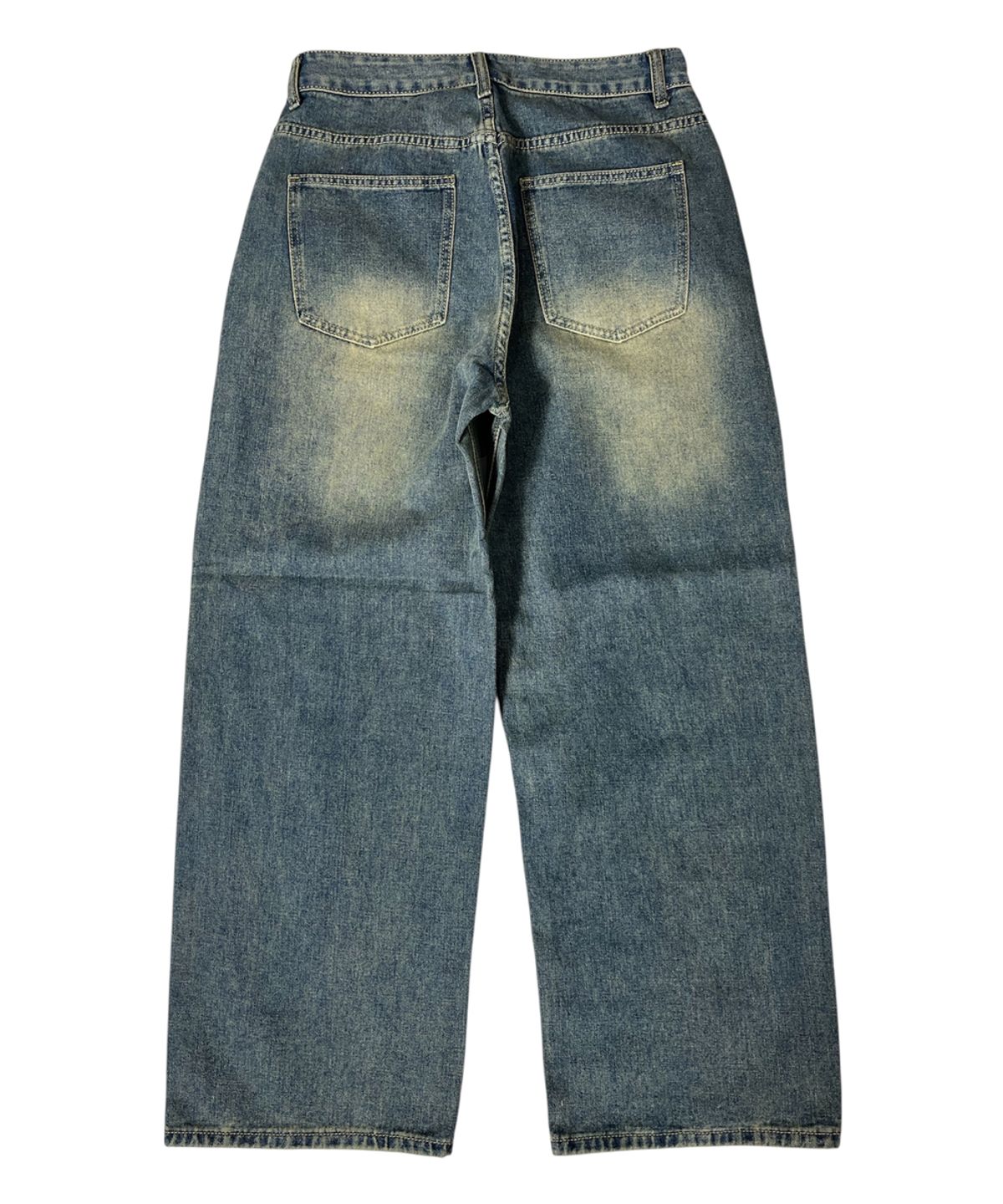 스케이터락(SK8ER ROCK) Patchwork Denim Wide Pants ((beige indigo))