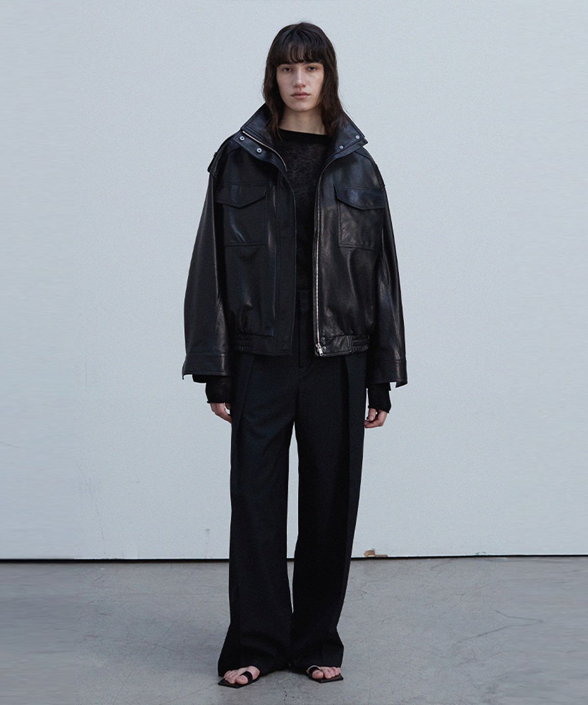 베르데마르(VERDEMAR) Oversized Flap Pocket Bomber_Black