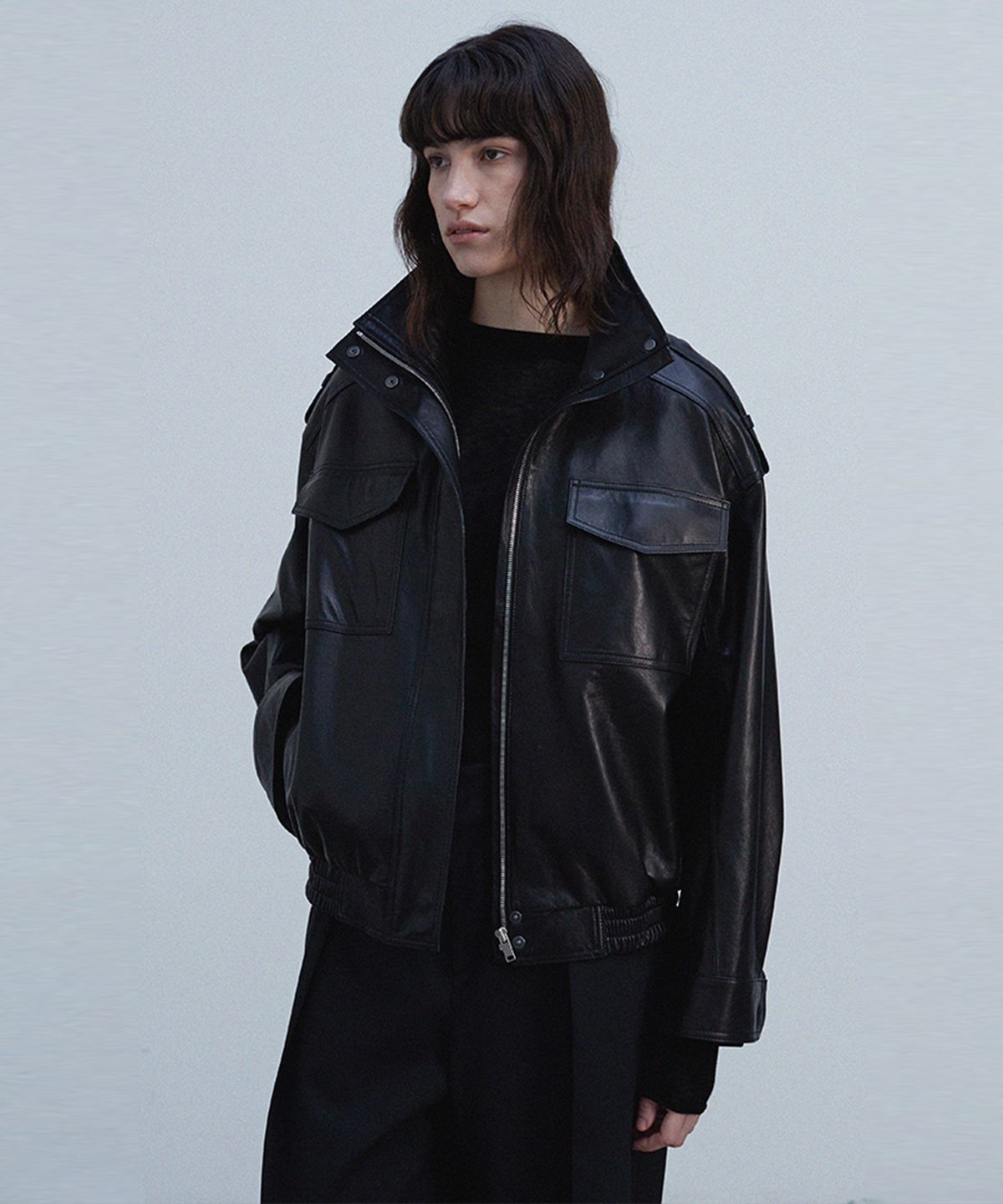 베르데마르(VERDEMAR) Oversized Flap Pocket Bomber_Black