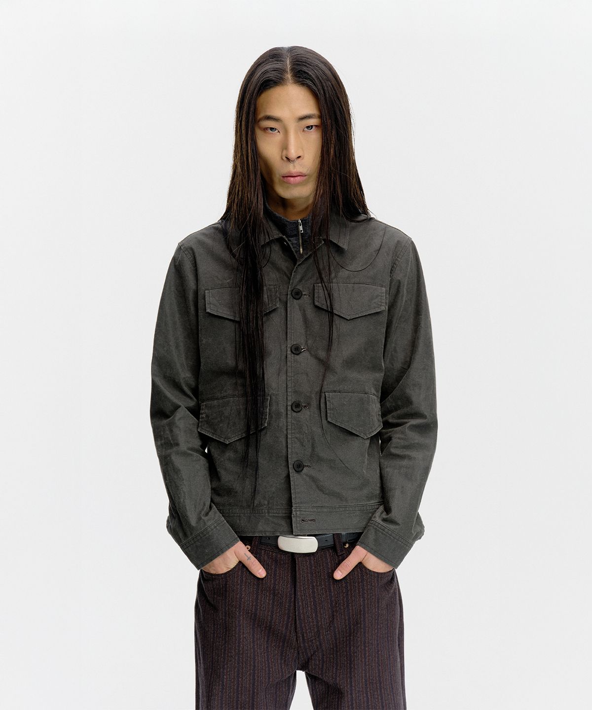 서피스에디션(SURFACE EDITION) FLANNEL 4-POCKET JACKET CHARCOAL