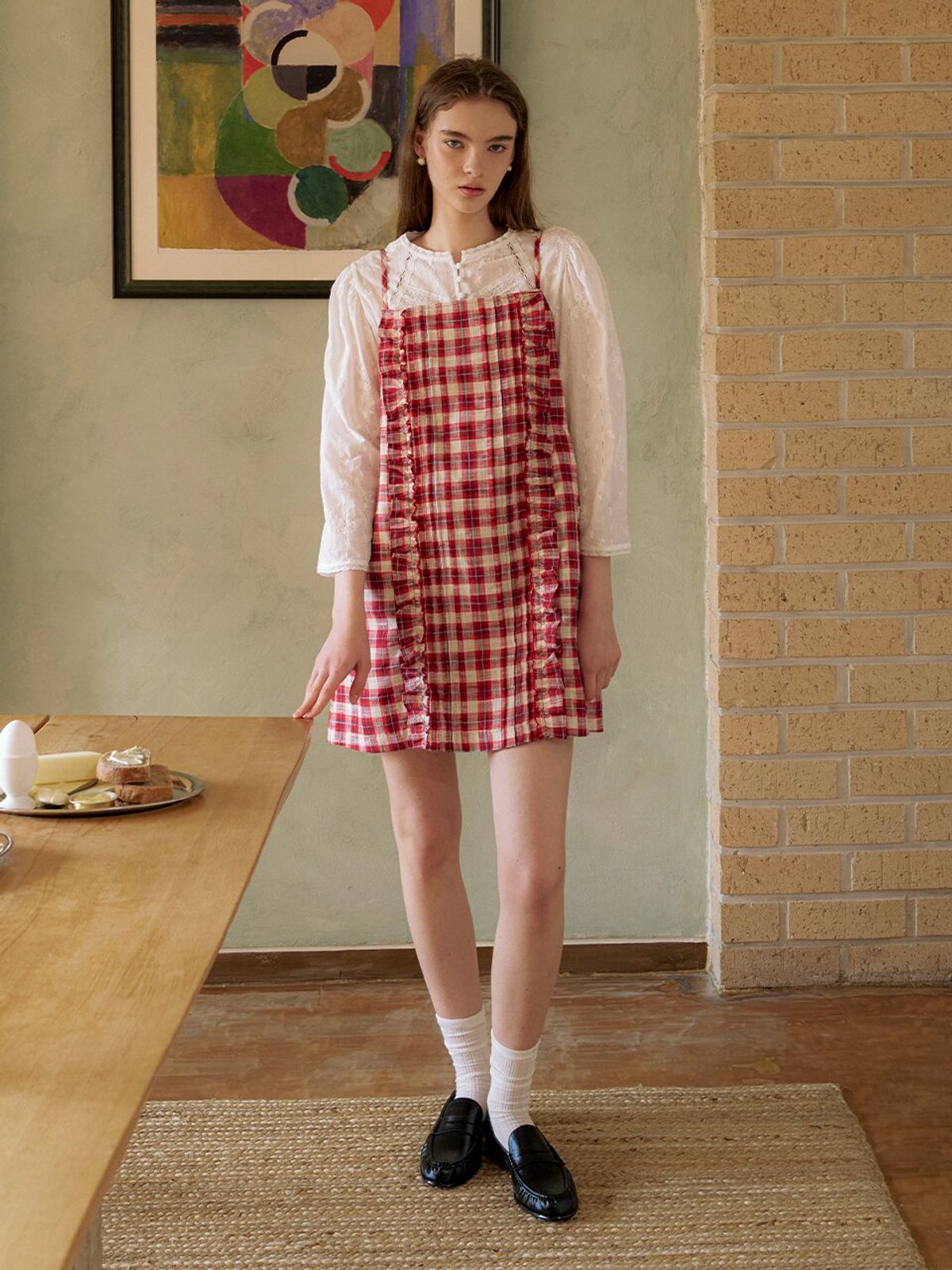 뮈뮈에르(MUEMUER) Frill Point Check Dress MU2611OP101M