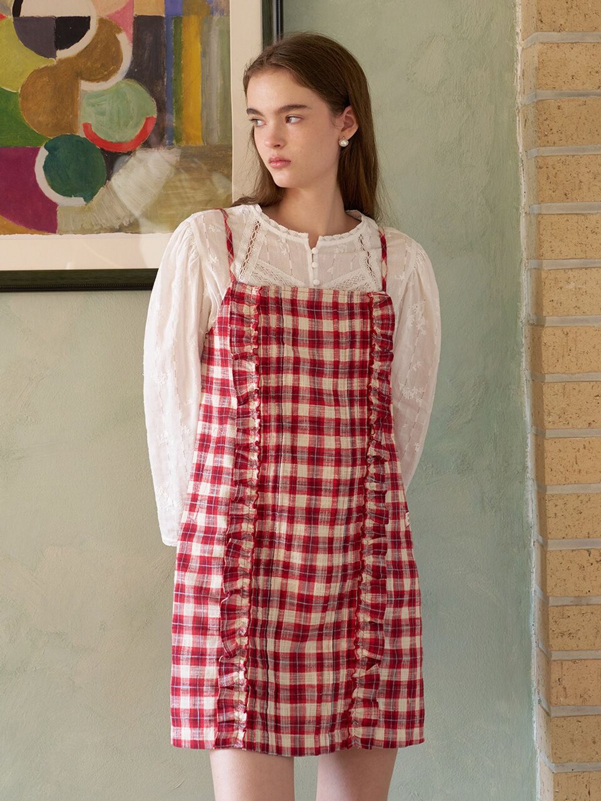 뮈뮈에르(MUEMUER) Frill Point Check Dress MU2611OP101M