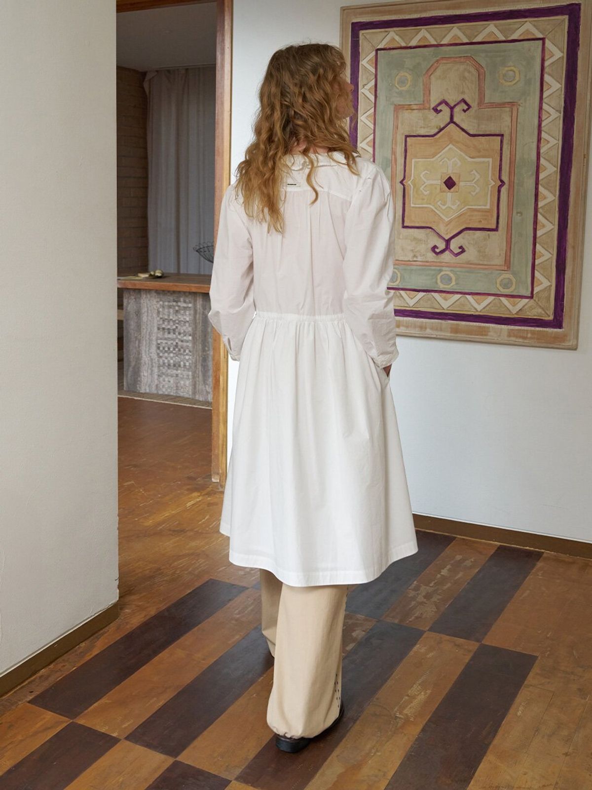 뮈뮈에르(MUEMUER) Ruffle Collar Pin-Tuck Dress MU2611OP105M
