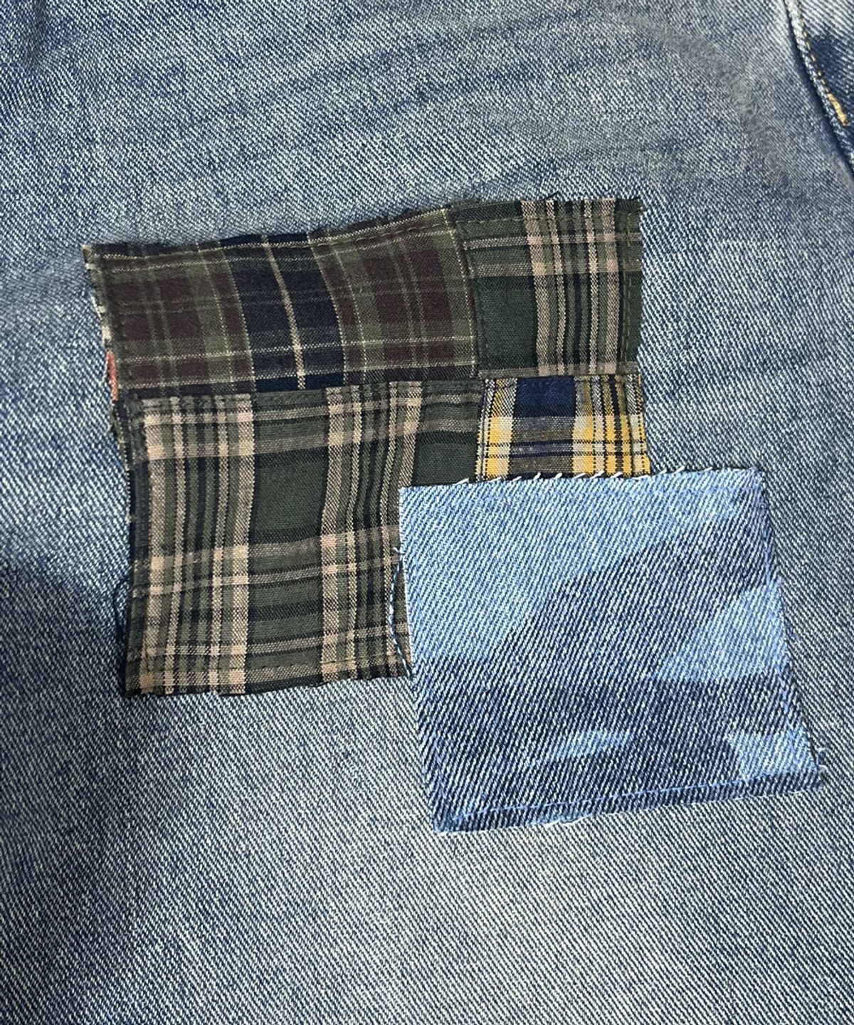 스케이터락(SK8ER ROCK) Patchwork Denim Wide Pants ((beige blue))