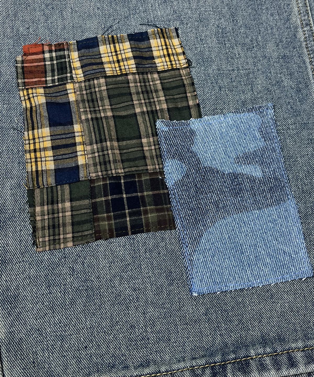 스케이터락(SK8ER ROCK) Patchwork Denim Wide Pants ((beige blue))