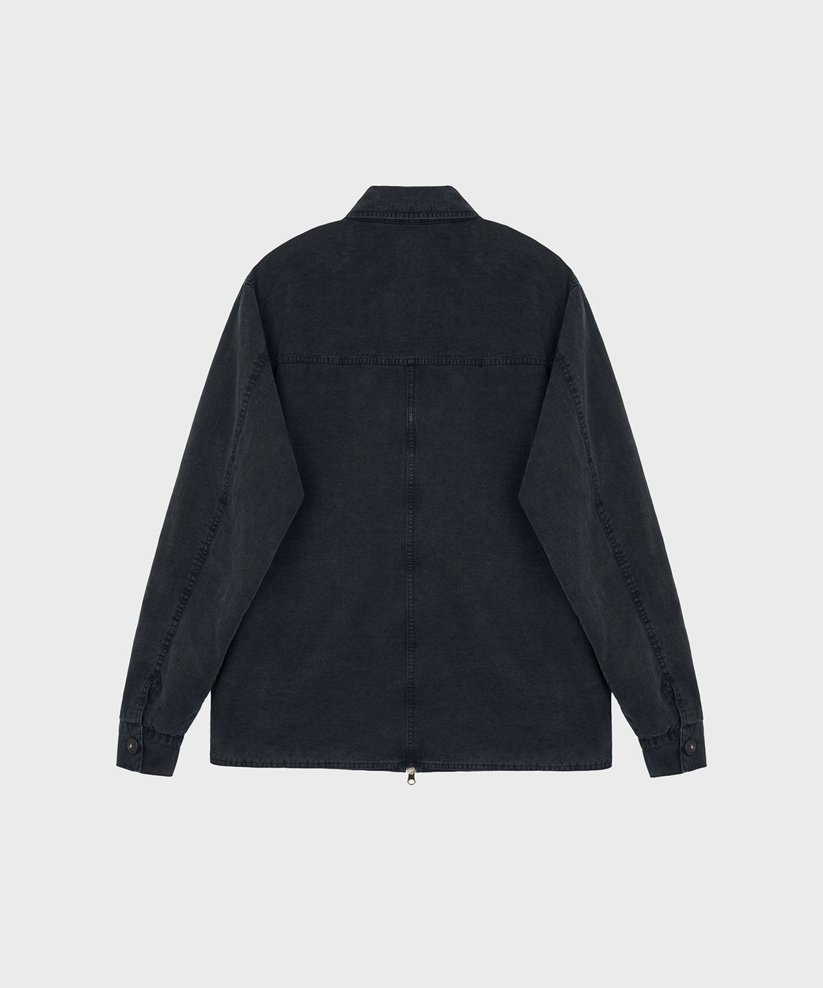 서피스에디션(SURFACE EDITION) DYED BUTTON SHIRT JACKET BLACK