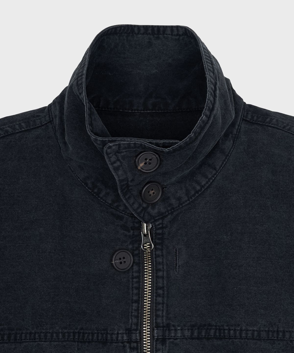 서피스에디션(SURFACE EDITION) DYED BUTTON SHIRT JACKET BLACK