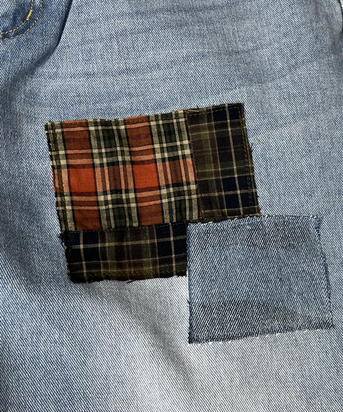 스케이터락(SK8ER ROCK) Patchwork Denim Wide Pants ((light blue))