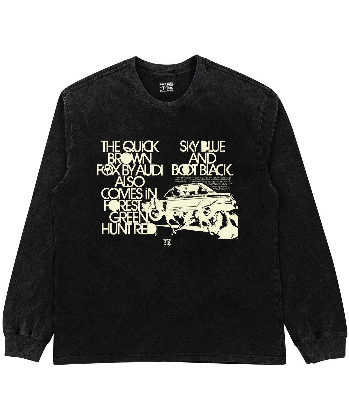 네이비팀(NAVYTEAM) SKY BLUE AND BOOT BLACK 피그먼트 다잉 롱 티셔츠