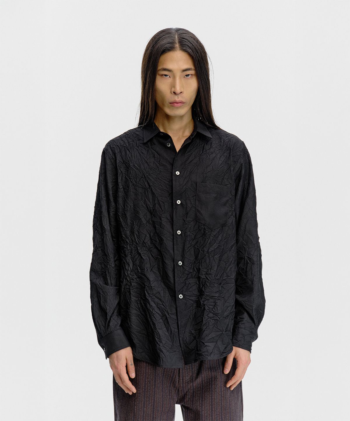 서피스에디션(SURFACE EDITION) CREASED SHIRT BLACK