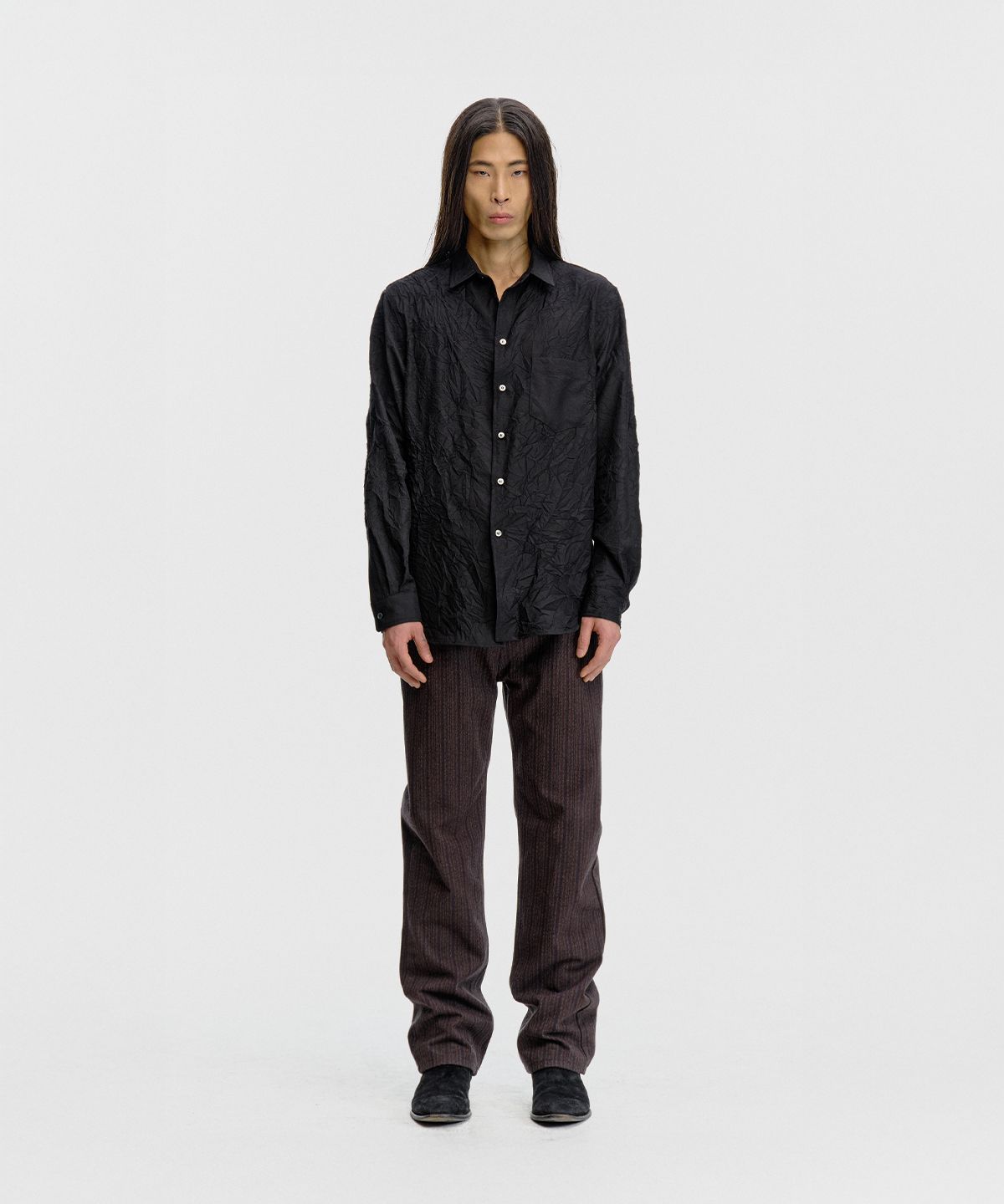 서피스에디션(SURFACE EDITION) CREASED SHIRT BLACK