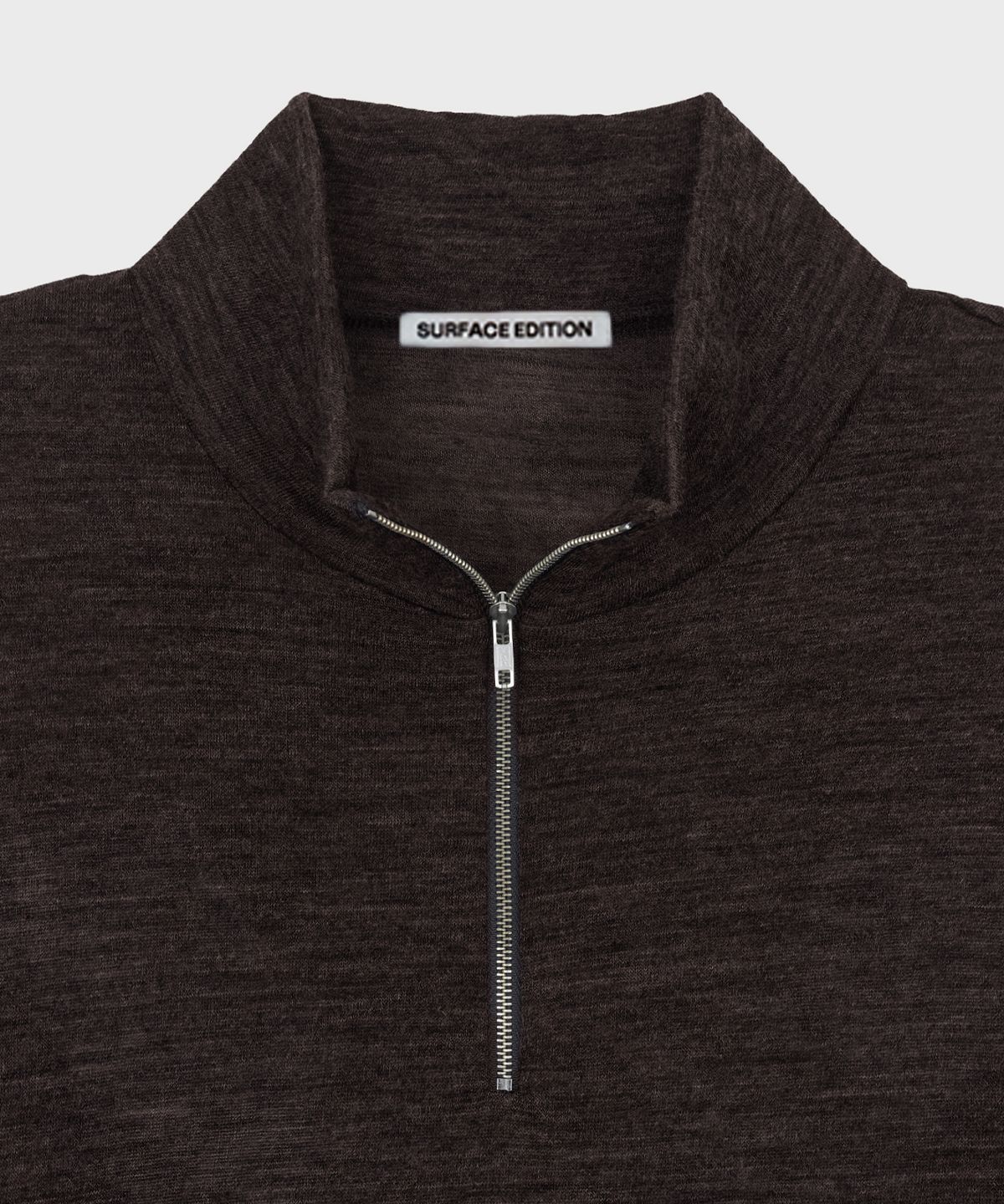서피스에디션(SURFACE EDITION) LIGHTWEIGHT WOOL HALF ZIP-UP BROWN