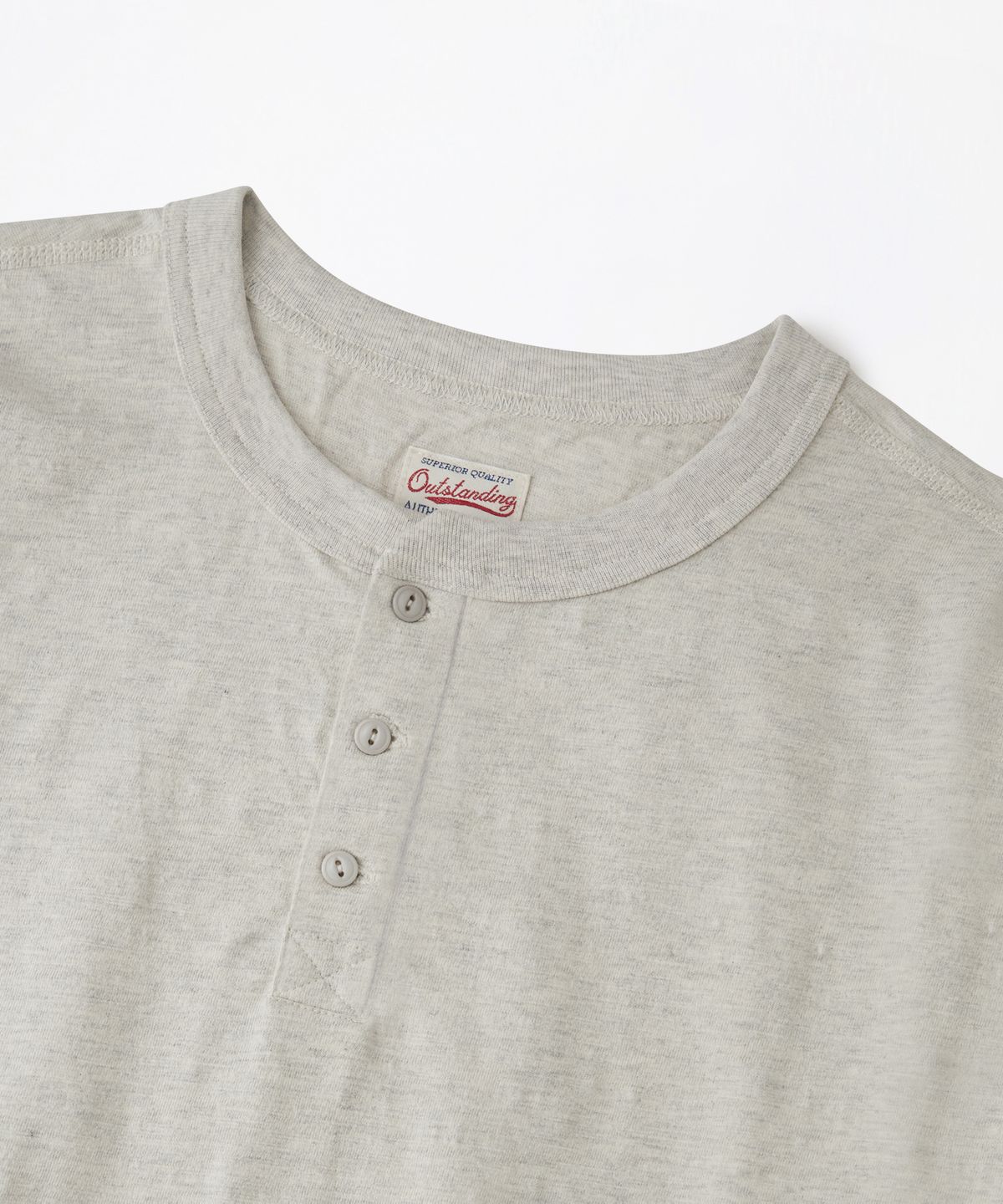 아웃스탠딩(OUTSTANDING) VINTAGE HENLEY NECK HALF SLEEVE TEE_1%OATMEAL